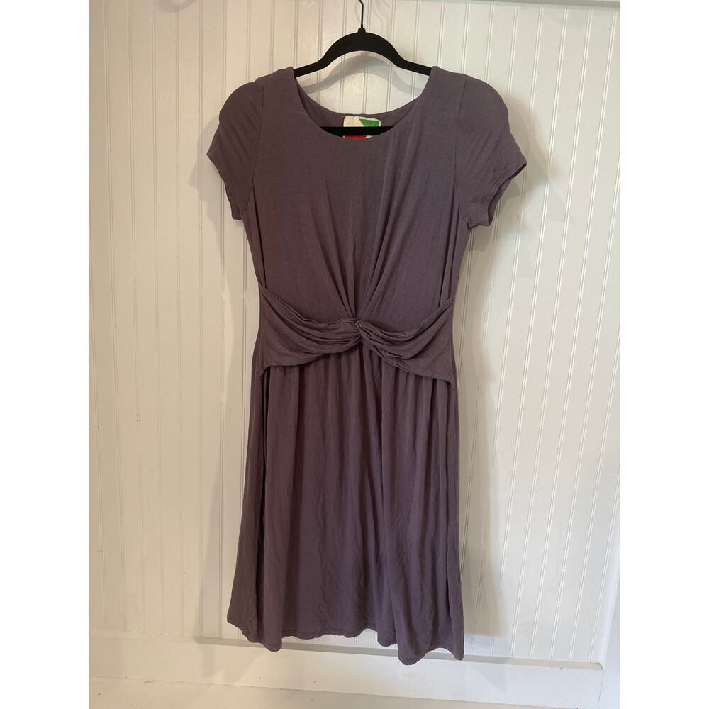 Fervour Women's Knot Front Short Sleeve Shift Jersey Dress Size S Purple Mauve